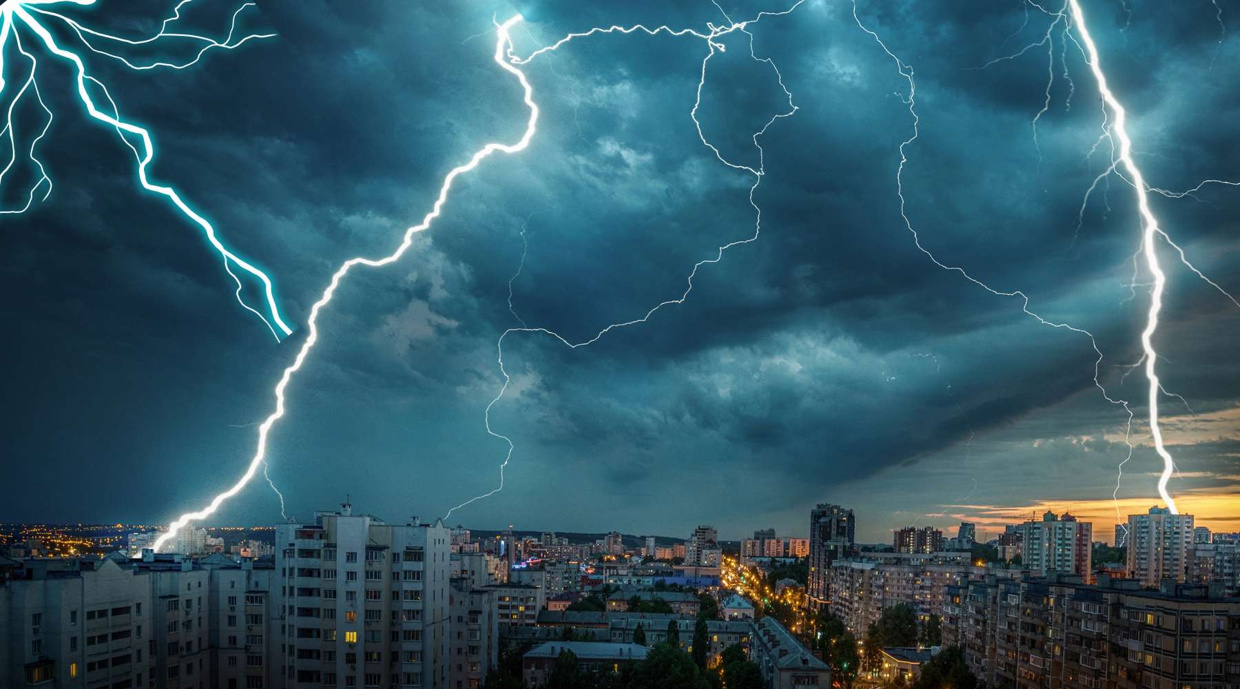 Lightning Storm over City